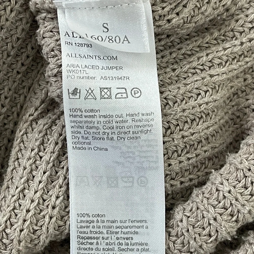 ALLSAINTS Aria Lace Ribbon Cotton  Sweater Size Small - Picture 8 of 8